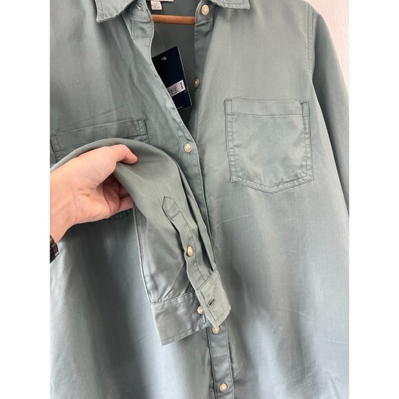 NWT Lucky Brand Long Sleeve Button Up Shirt Light Grayish Green Size S - Picture 8 of 9